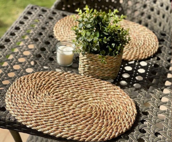 Handwoven Oval Table Dining Set